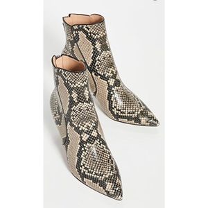 Veronica Beard Josie Snake Taupe Leather booties